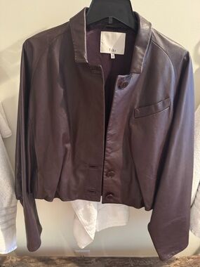 Tibi Leather Raglan Sleeve Blazer